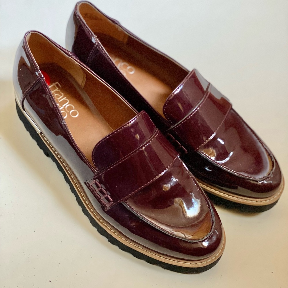 Sold! Franco Sarto Coen lug sole patent leather loafers